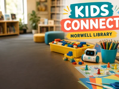 Graphic review tile for Kids Connect at Morwell Library and Service Centre.