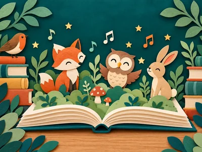 Storytime — Traralgon Library. Source-inspired illustrative artwork; not documentary library or event photography.
