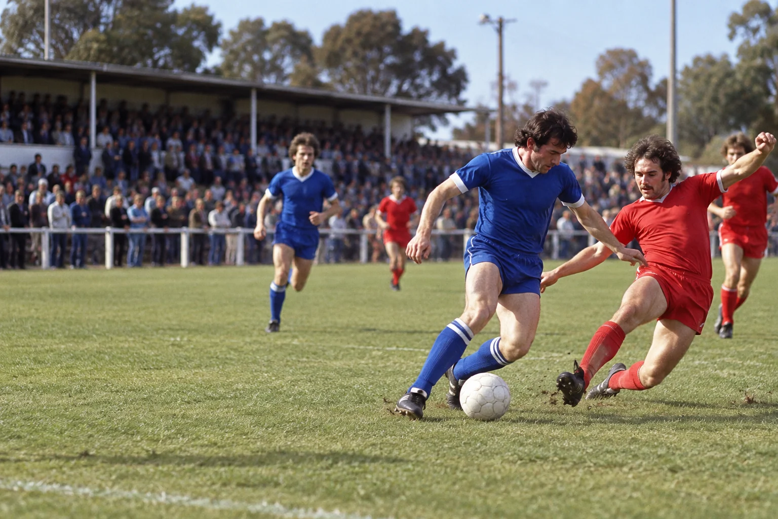 Colour interpretive match scene honouring the Morwell Falcons' 1984 championship