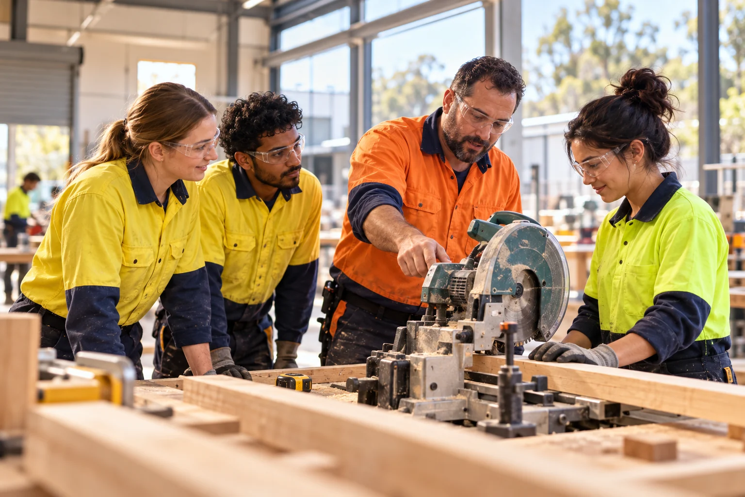 Vocational students receiving hands-on trade training