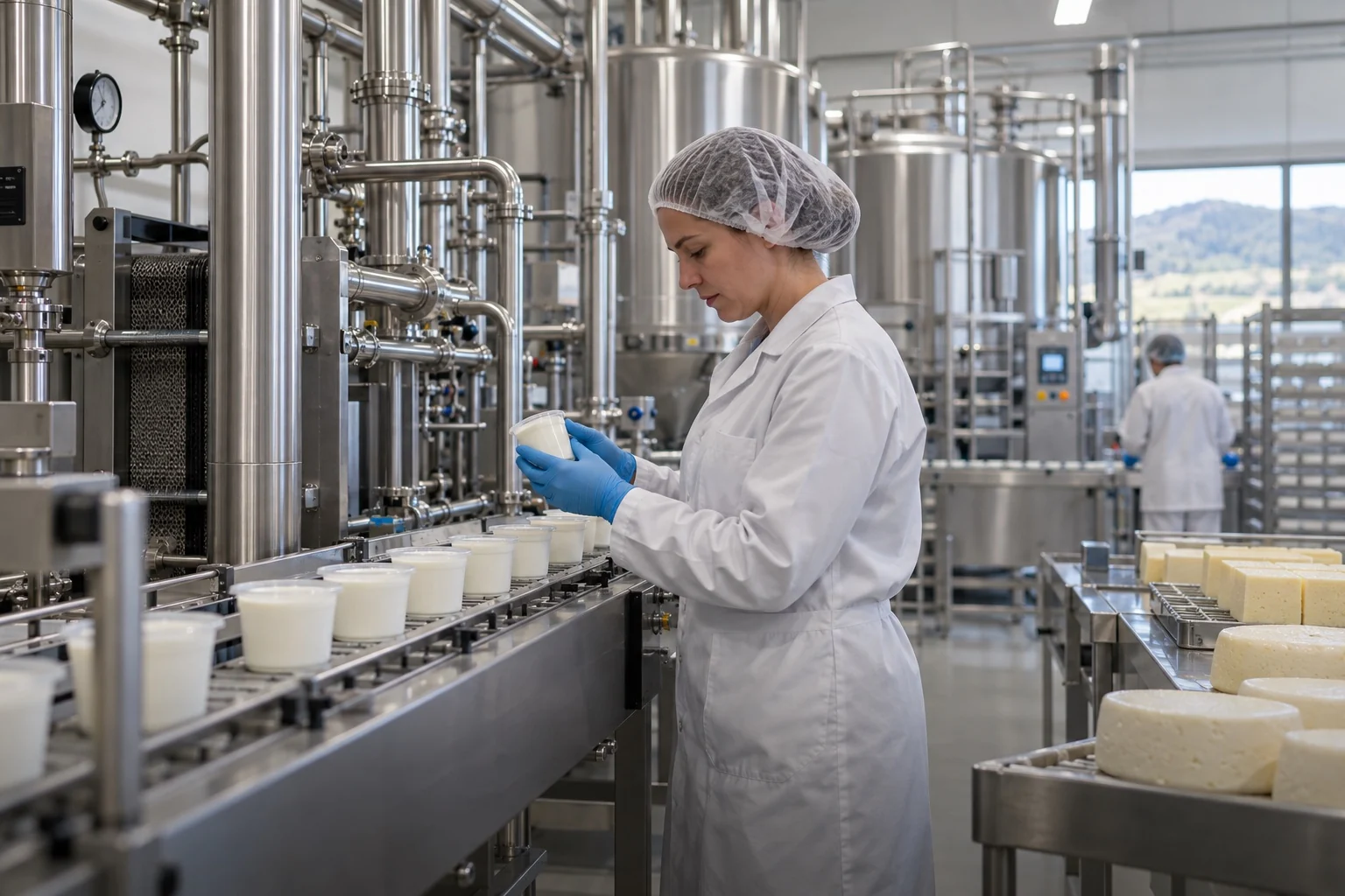 Illustrative dairy processing in a hygienic regional facility