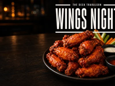 Graphic review tile for Wings Night at The Deck at The Deck Traralgon.