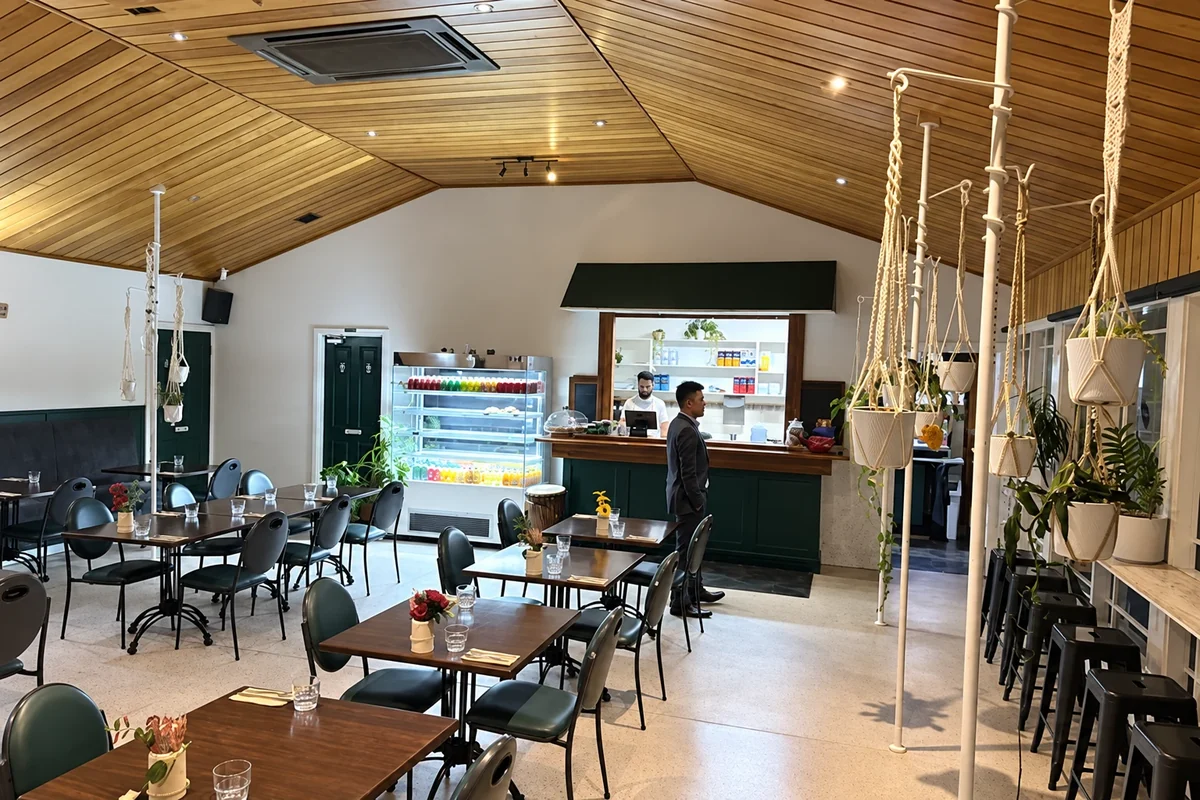 The counter and dining area inside Jay Dee's Cafe.