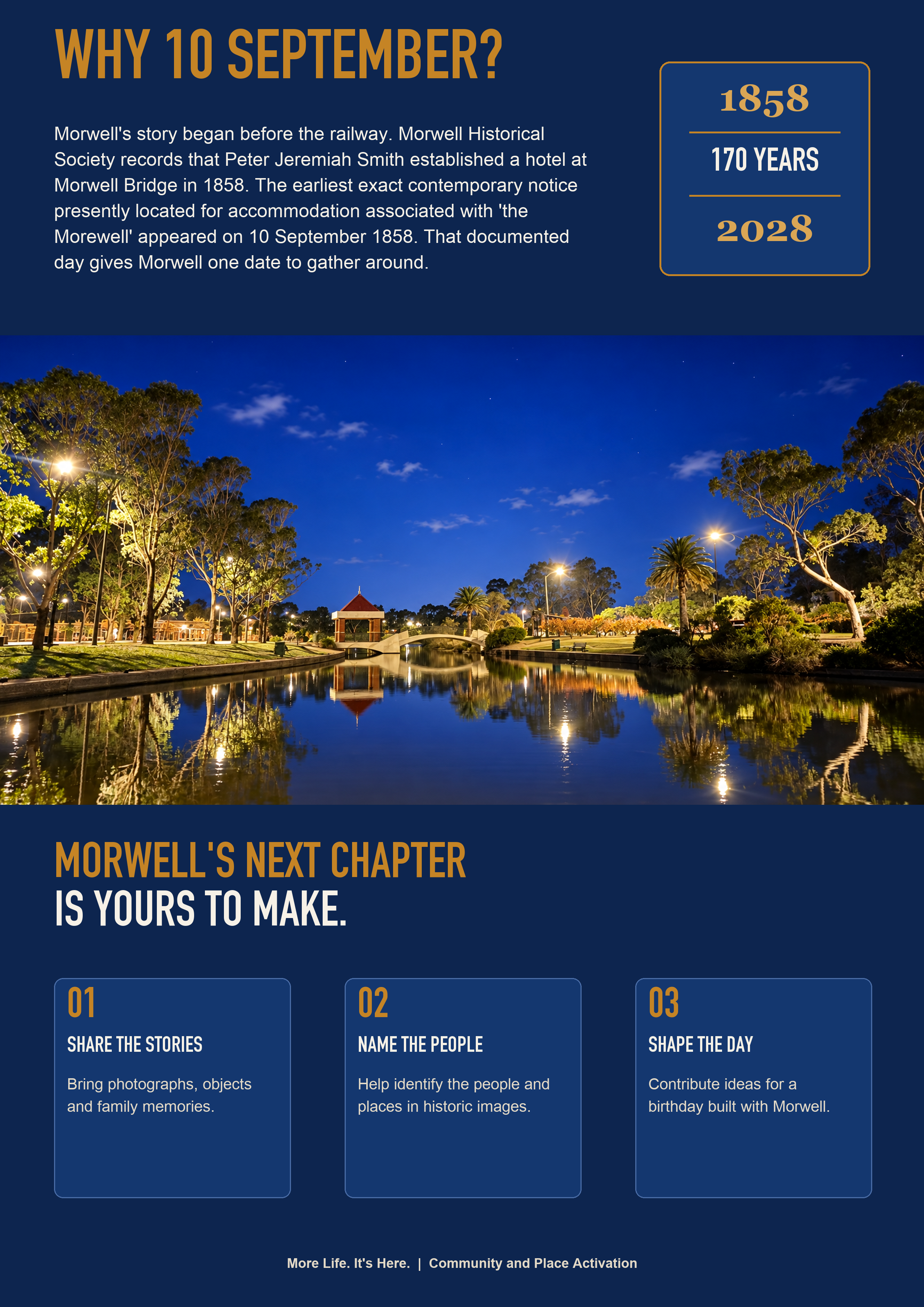 Rear of the approved Morwell 170 Years in the Making brochure